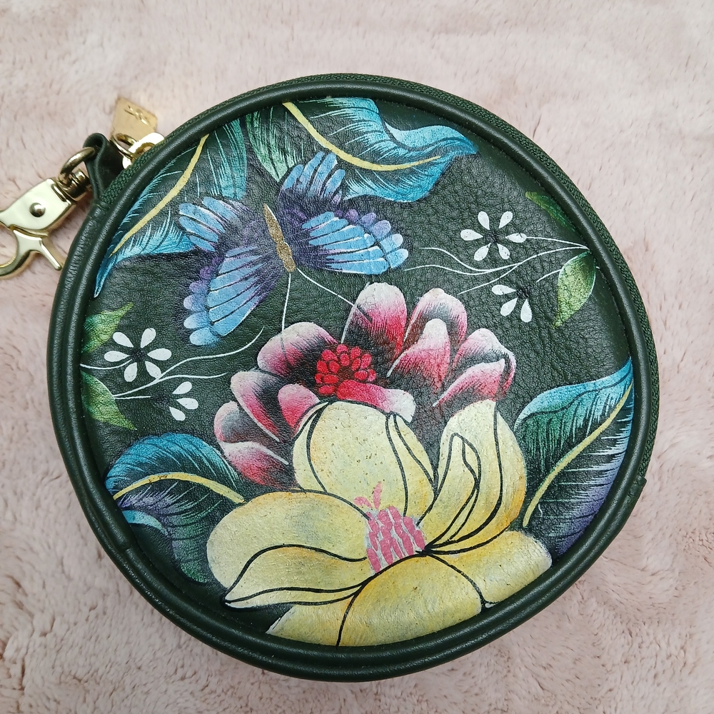 Floral and Butterfly Round Coin Purse